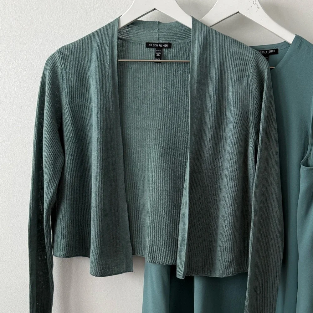 Eileen Fisher Organic Linen Cotton Cropped Cardigan - Picture 4 of 8